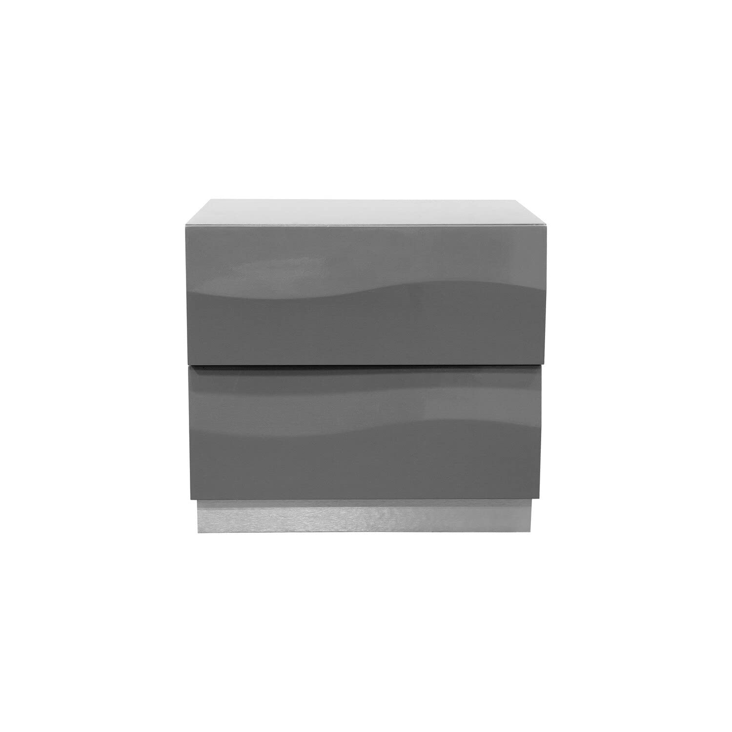 Best Master Leon 2-Drawer Poplar Wood Bedroom Nightstand In Gray High Gloss